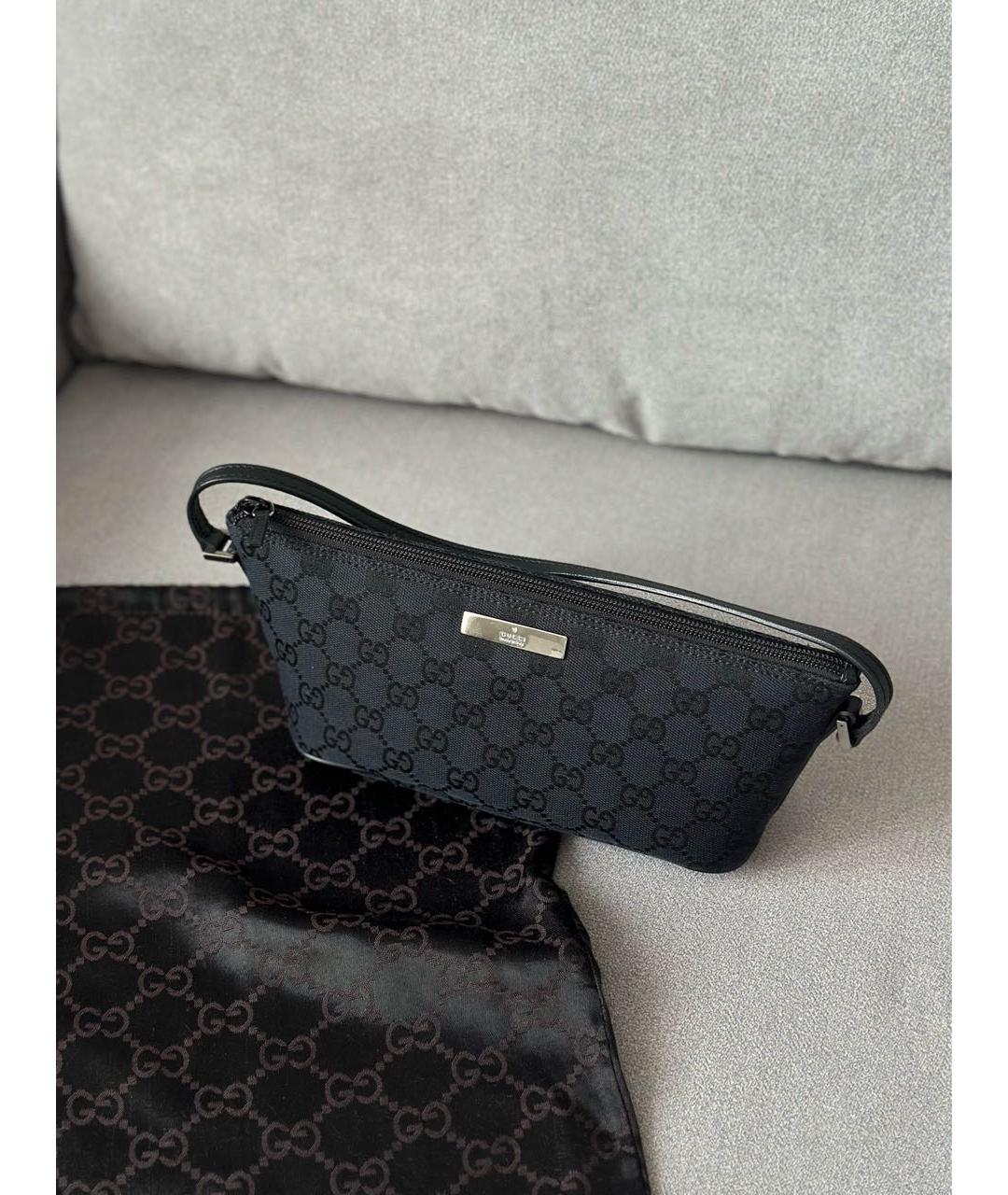 GUCCI Черная тканевая сумка с короткими ручками, фото 2