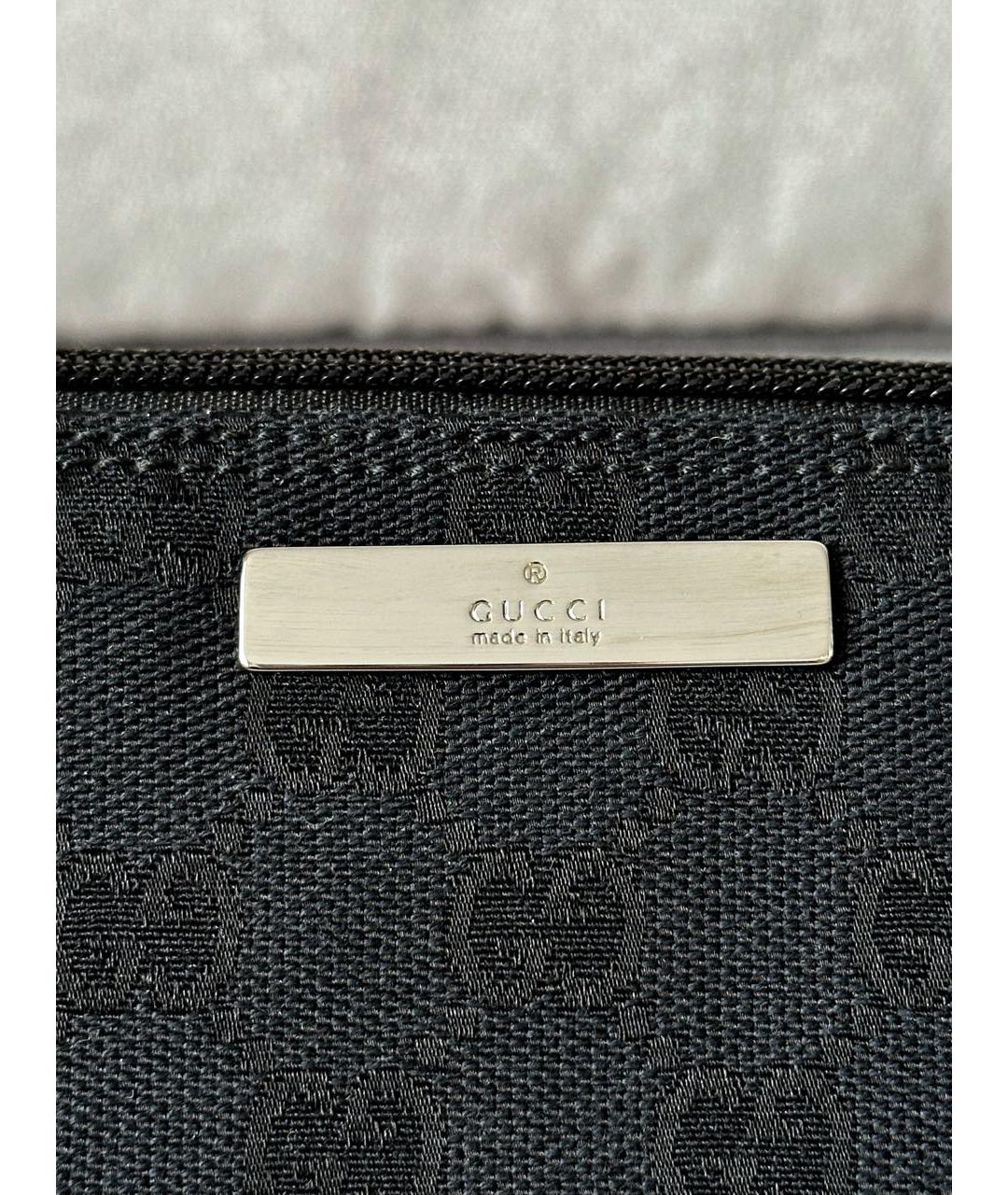 GUCCI Черная тканевая сумка с короткими ручками, фото 7
