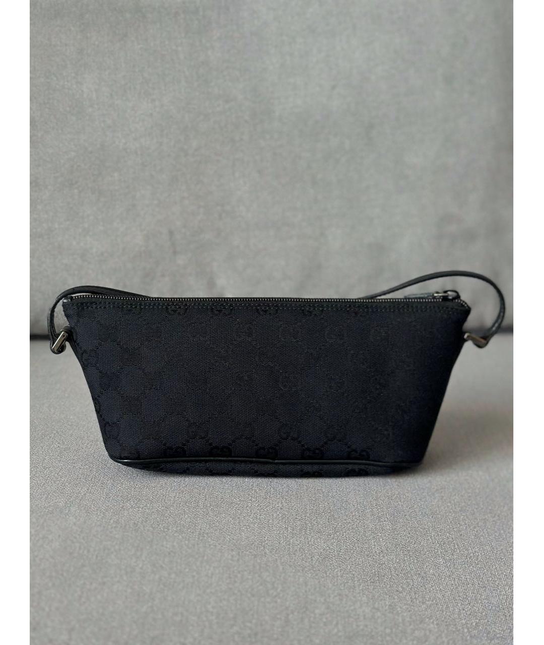 GUCCI Черная тканевая сумка с короткими ручками, фото 4