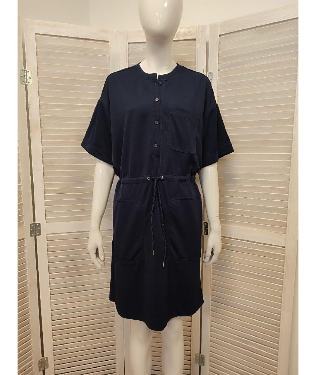 ARKET Темно-синее вискозное повседневное платье, фото 9