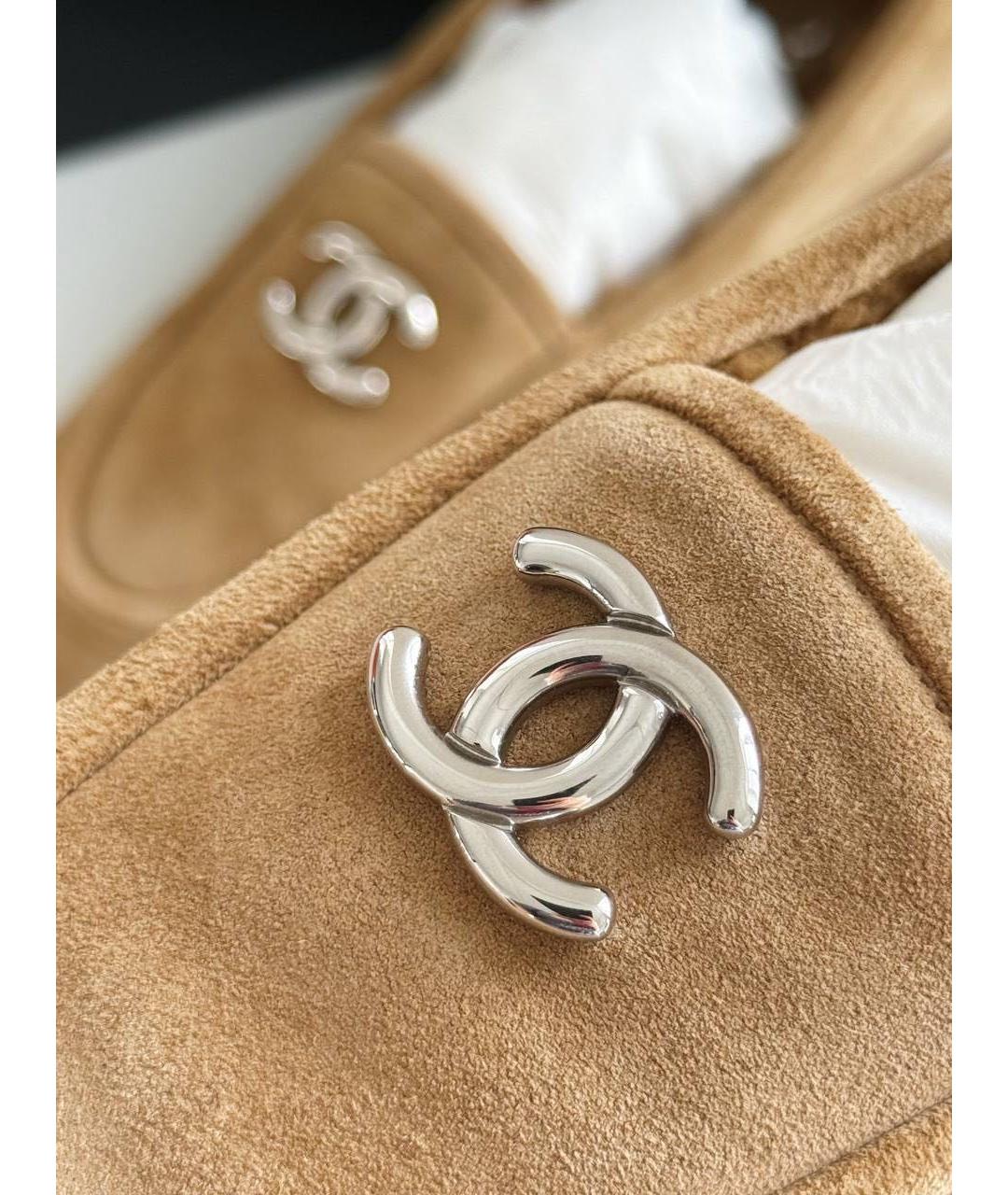 CHANEL Бежевые замшевые лоферы, фото 8