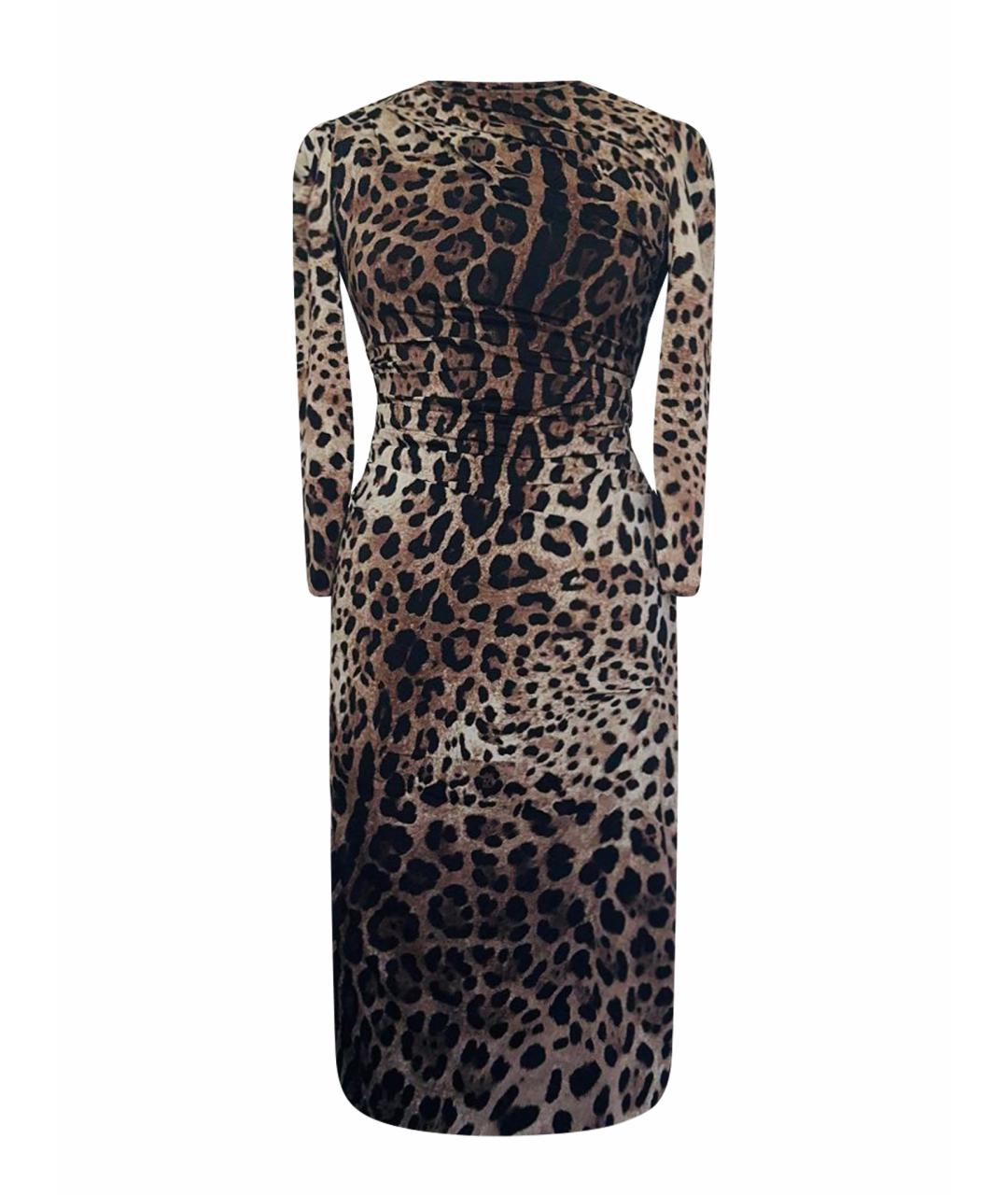 DOLCE&GABBANA Коричневое шелковое коктейльное платье, фото 1