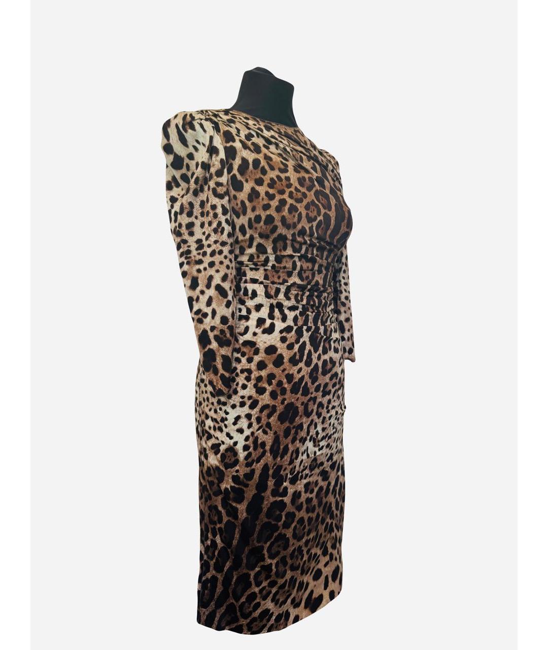 DOLCE&GABBANA Коричневое шелковое коктейльное платье, фото 3