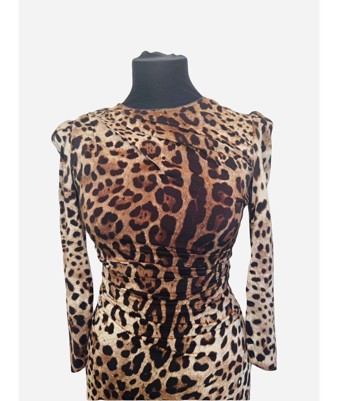 DOLCE&GABBANA Коричневое шелковое коктейльное платье, фото 5