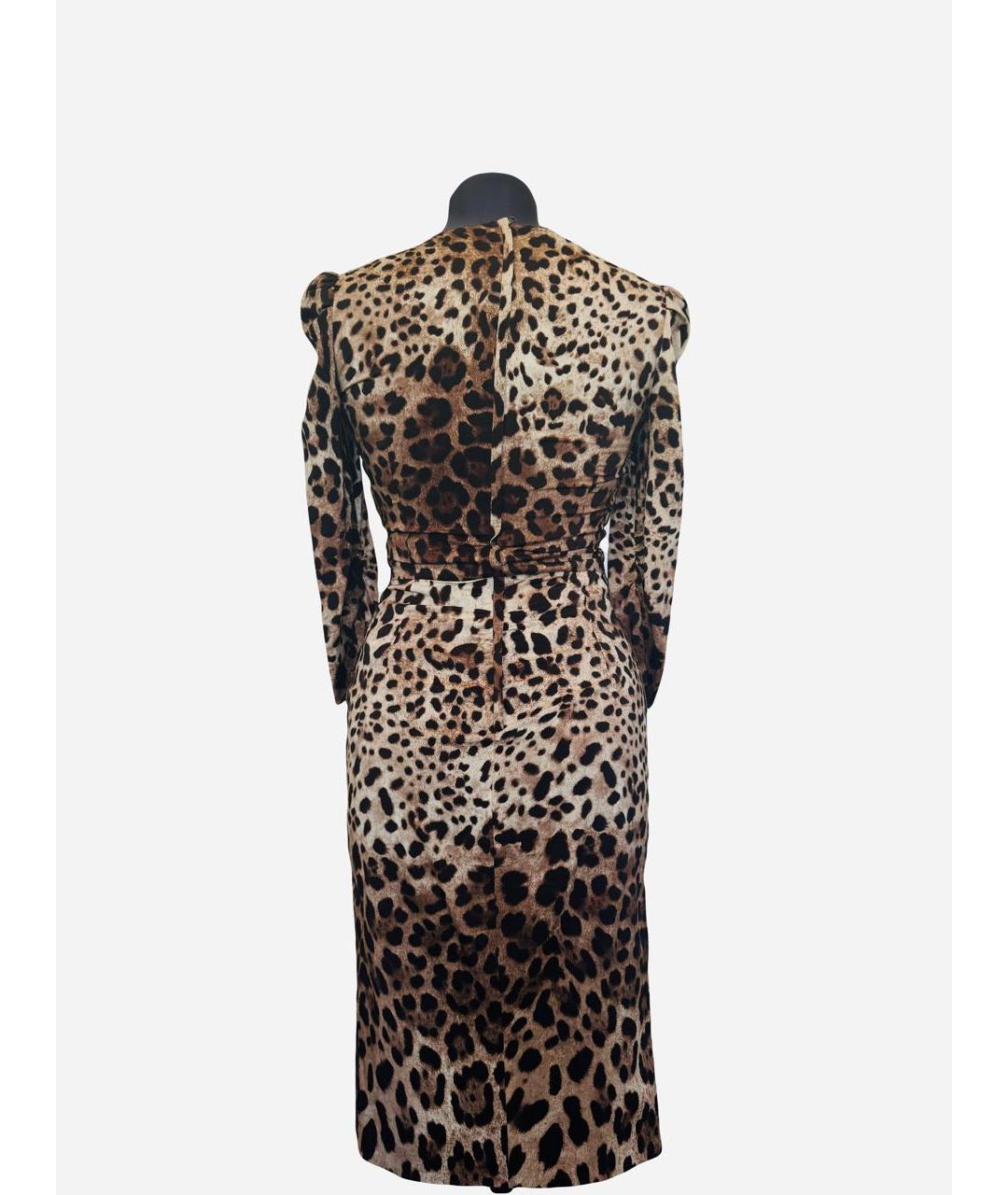 DOLCE&GABBANA Коричневое шелковое коктейльное платье, фото 2