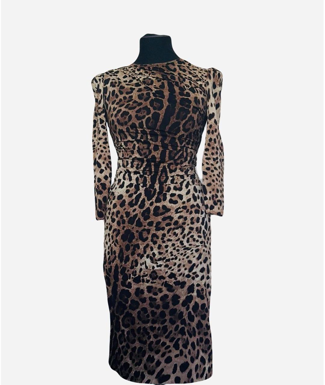 DOLCE&GABBANA Коричневое шелковое коктейльное платье, фото 4