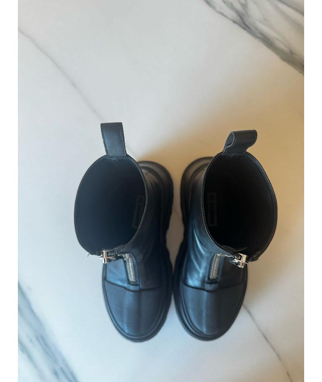 JIL SANDER Черные кожаные ботинки, фото 3