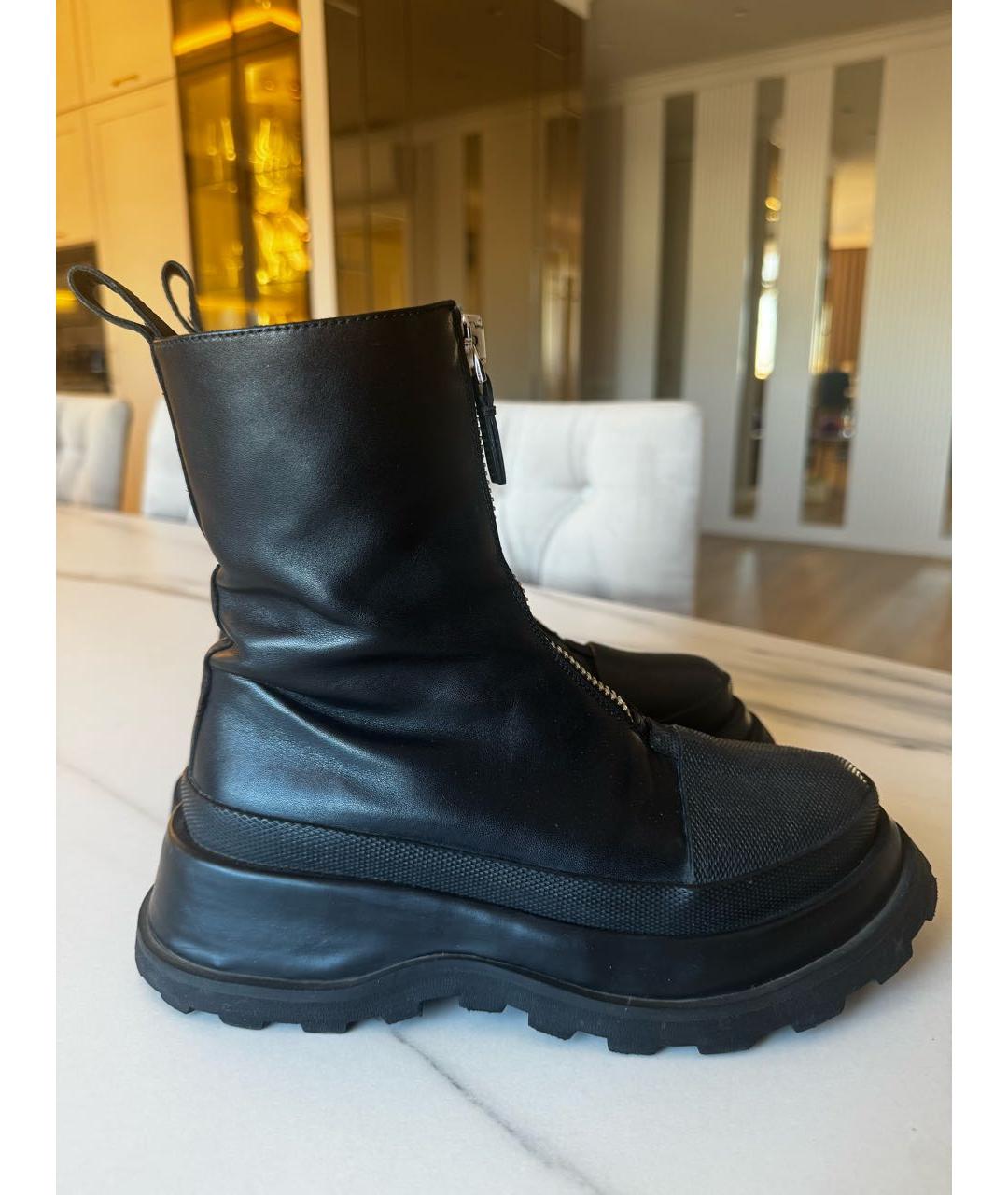 JIL SANDER Черные кожаные ботинки, фото 8