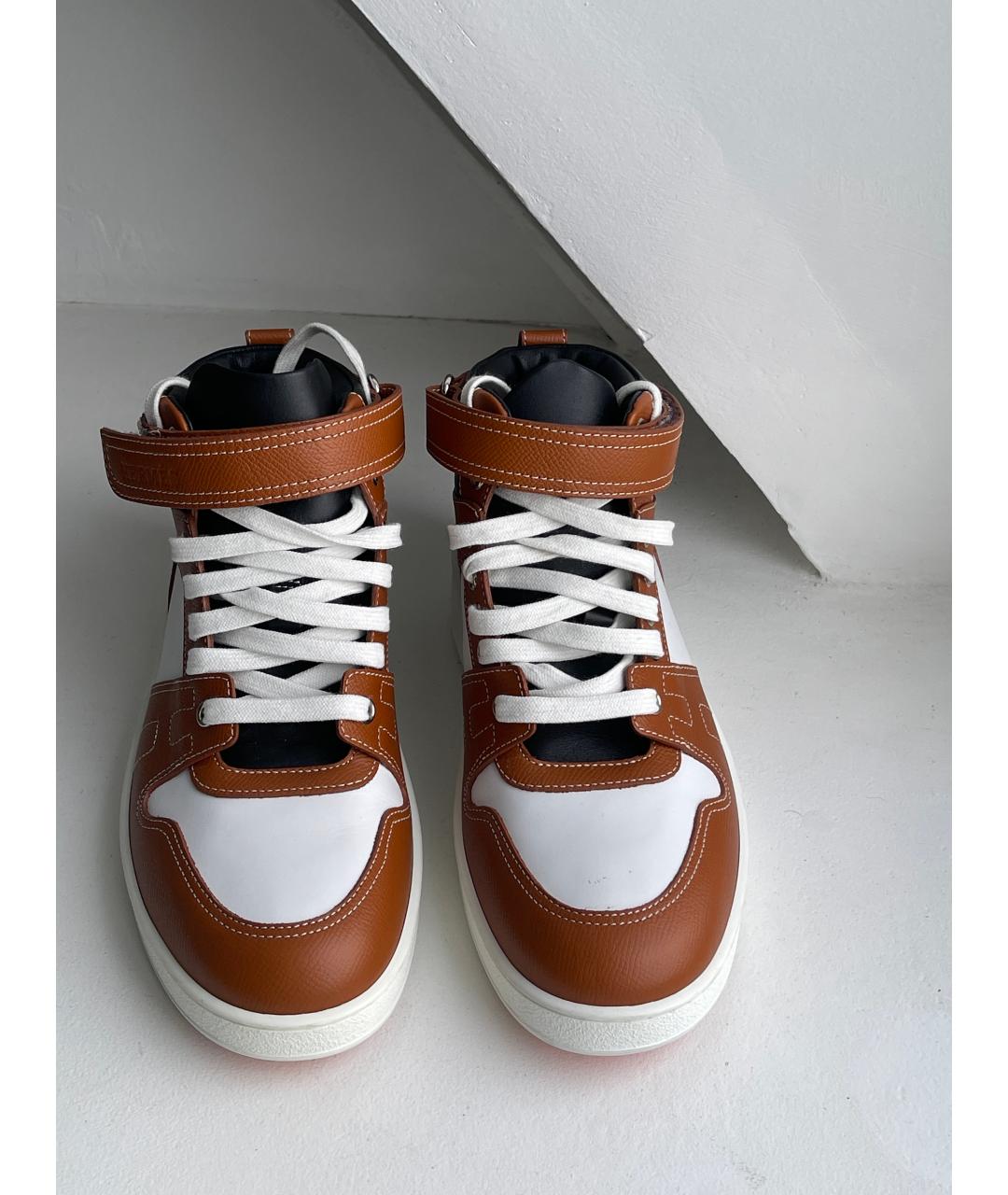 HERMES Белые кожаные кроссовки, фото 3