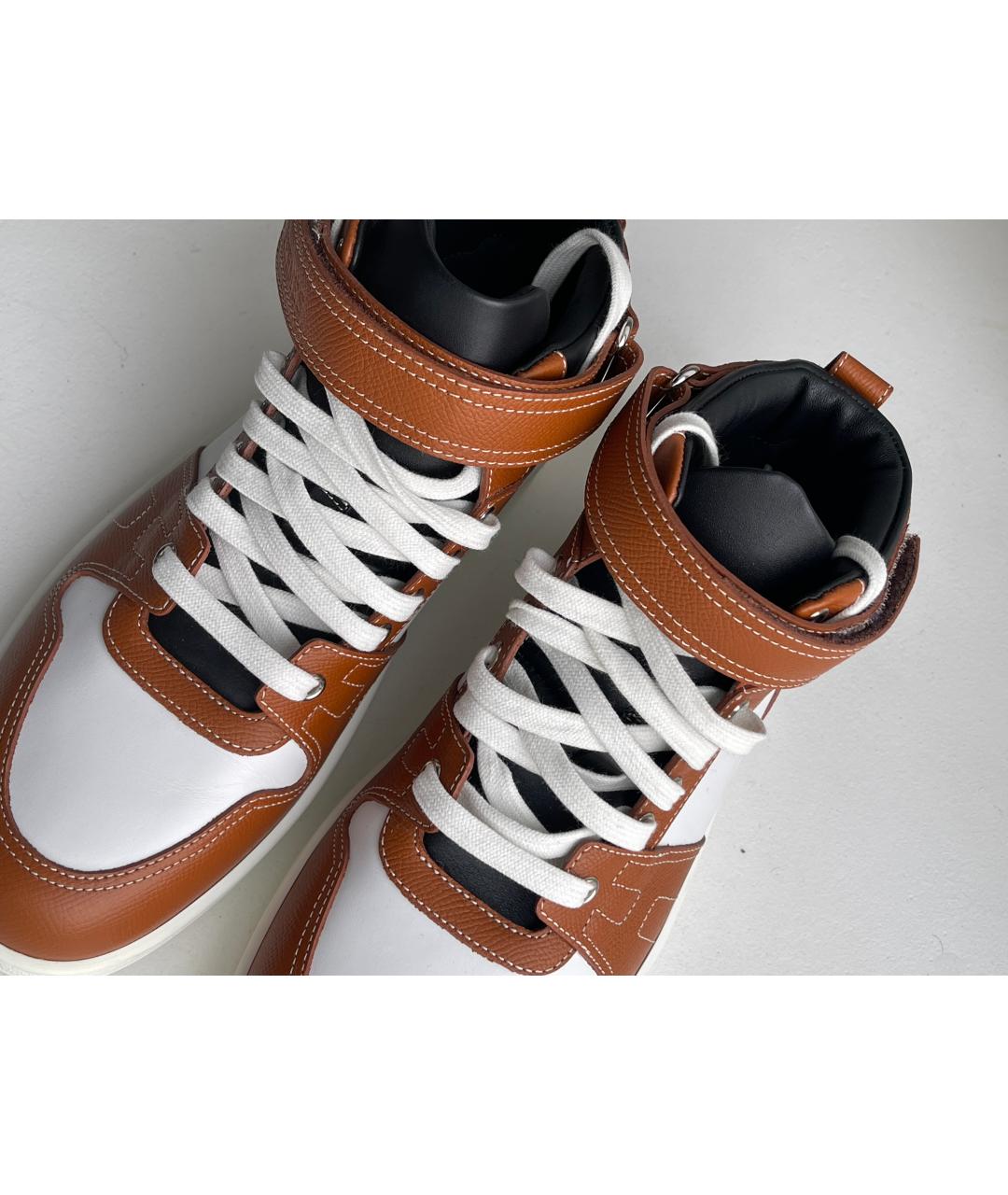 HERMES Белые кожаные кроссовки, фото 6