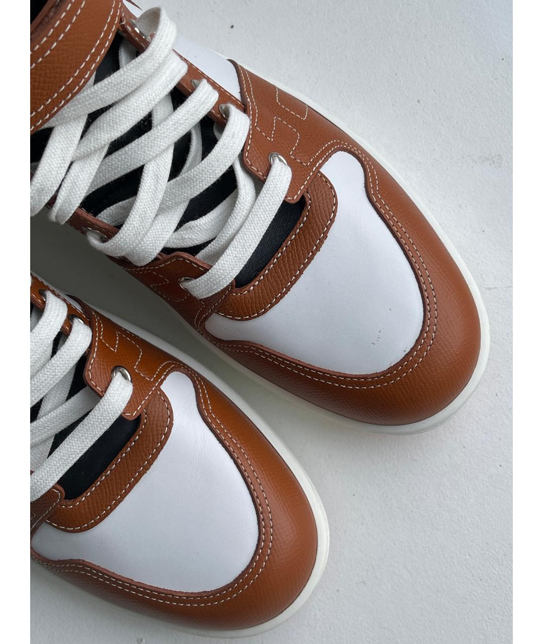 HERMES Белые кожаные кроссовки, фото 4