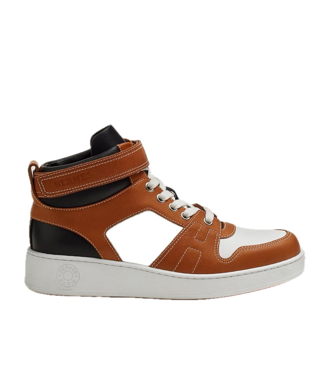 HERMES Белые кожаные кроссовки, фото 9