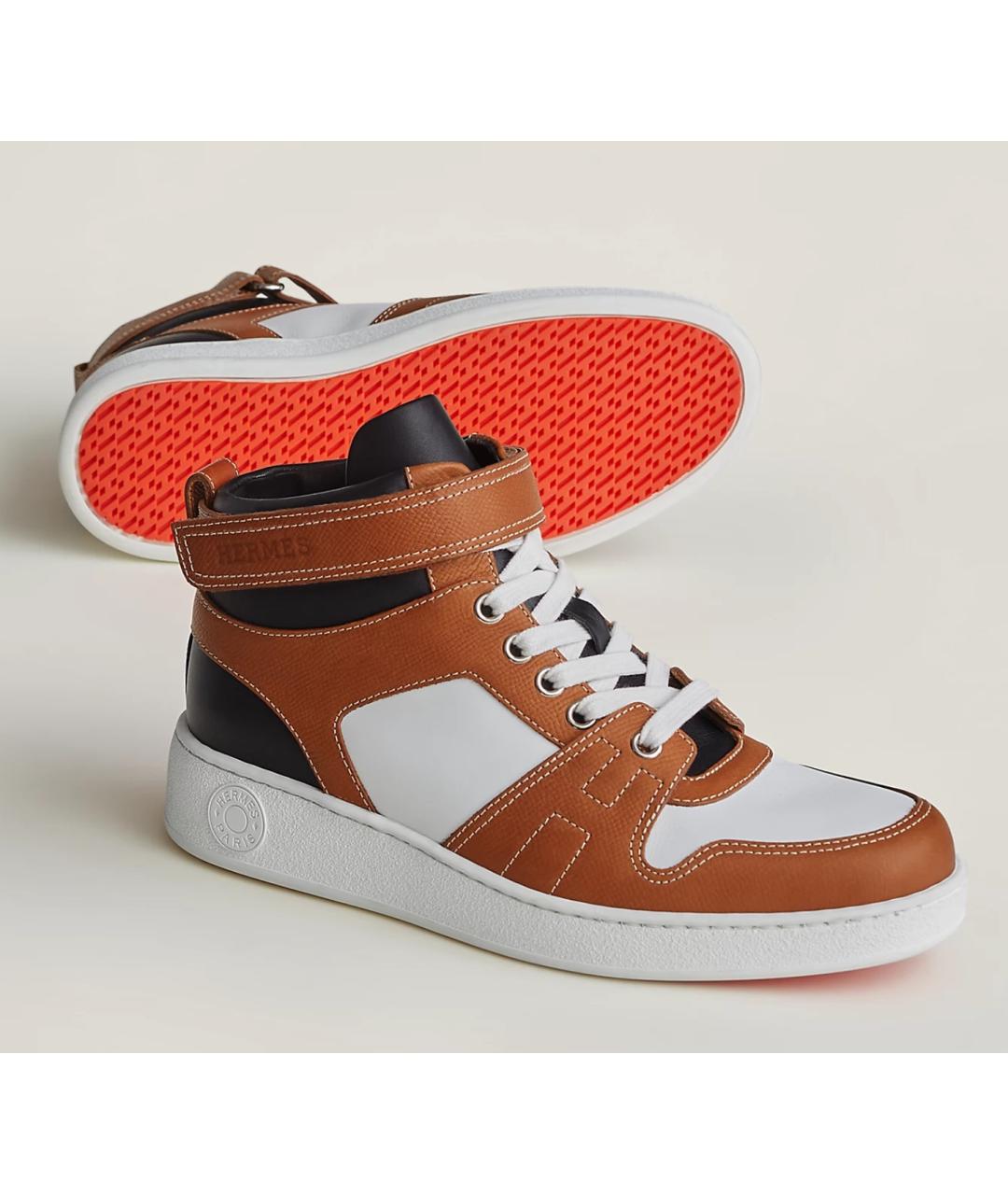 HERMES Белые кожаные кроссовки, фото 10