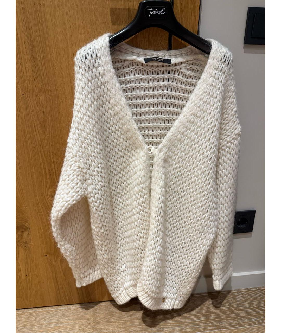 TWIN-SET Белый шерстяной кардиган, фото 7
