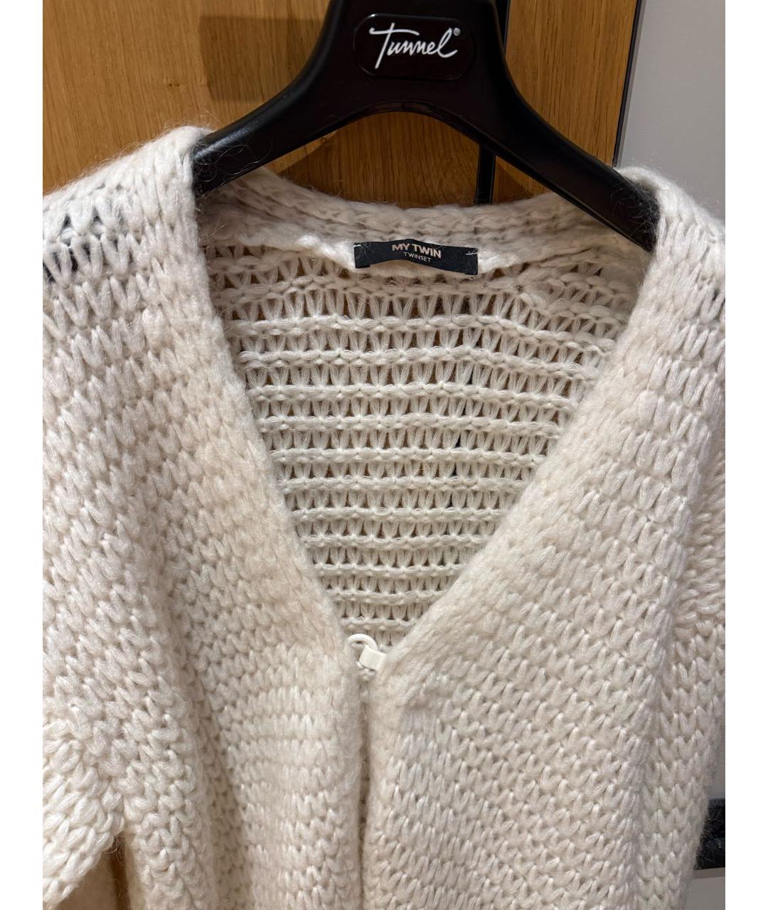 TWIN-SET Белый шерстяной кардиган, фото 3