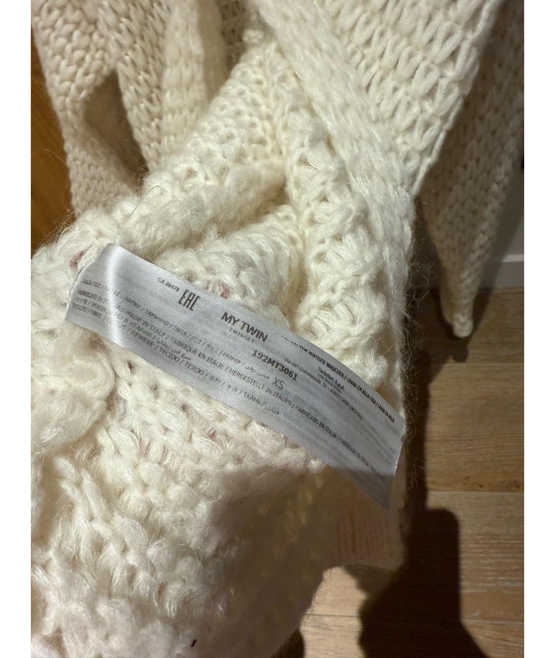 TWIN-SET Белый шерстяной кардиган, фото 5