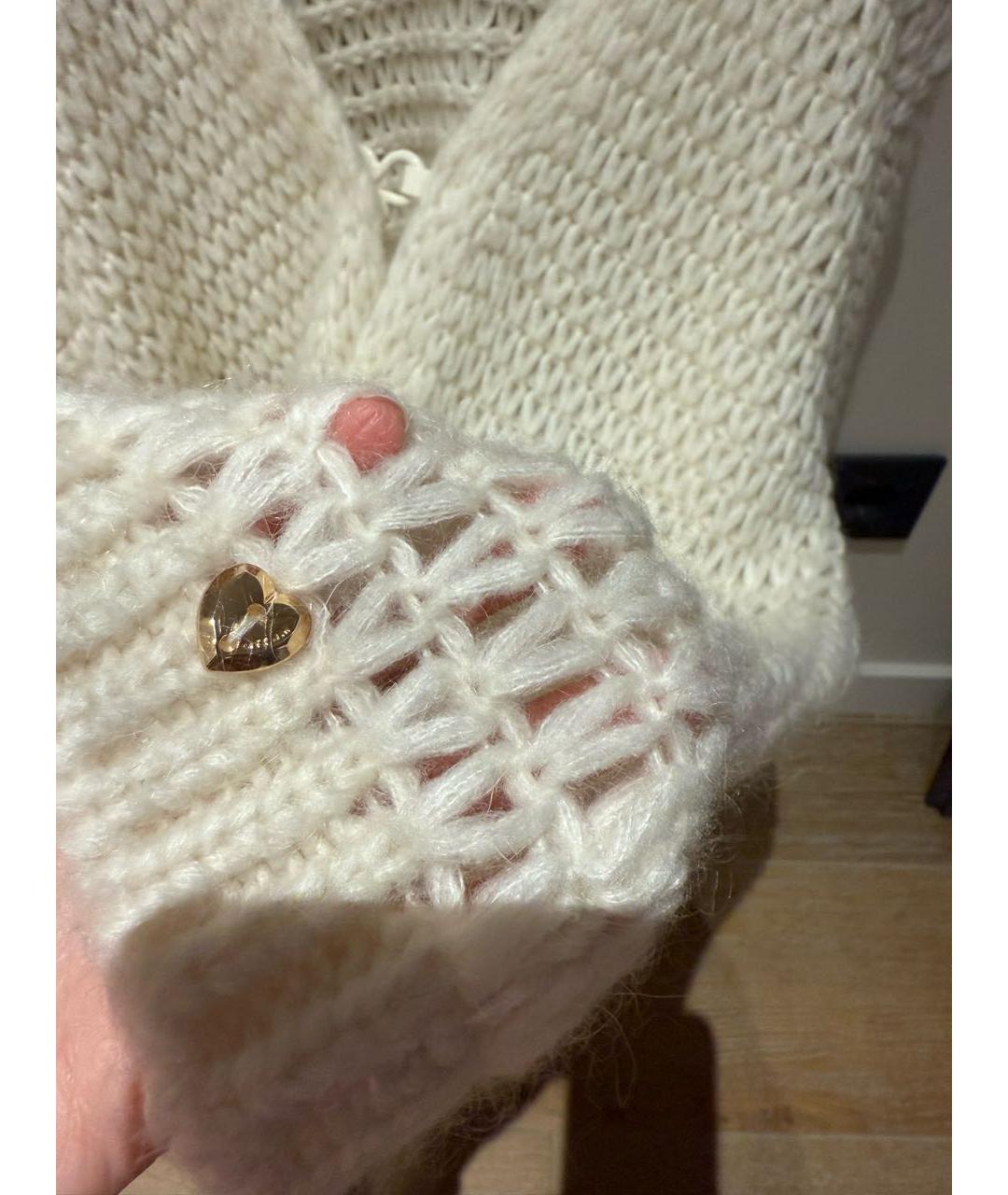 TWIN-SET Белый шерстяной кардиган, фото 4