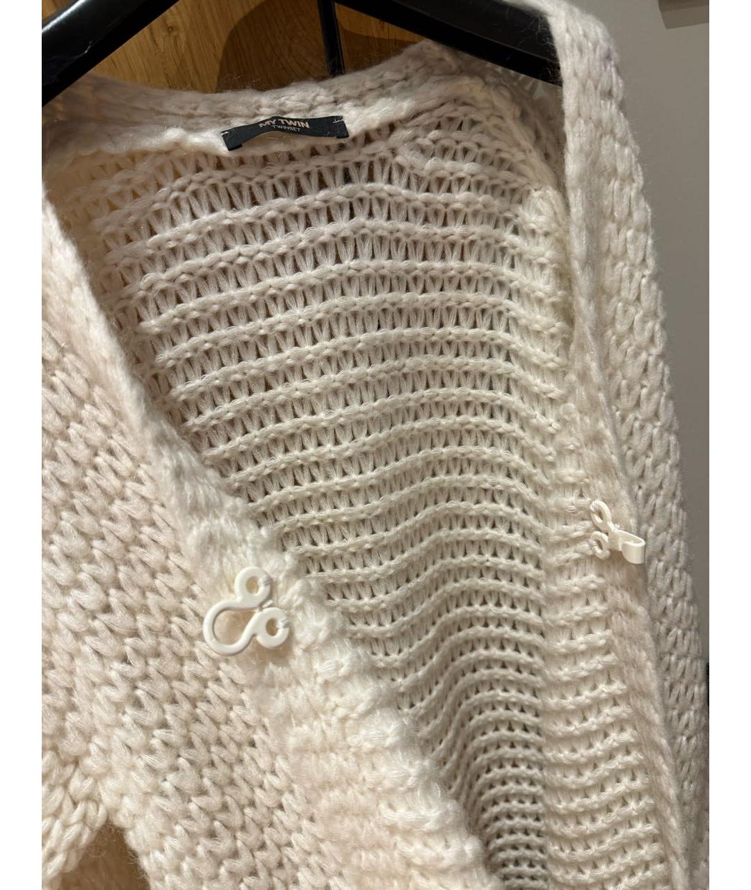 TWIN-SET Белый шерстяной кардиган, фото 6