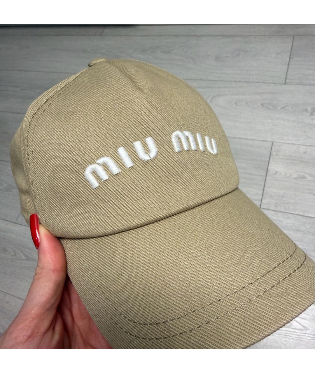MIU MIU Бежевая хлопковая кепка, фото 5