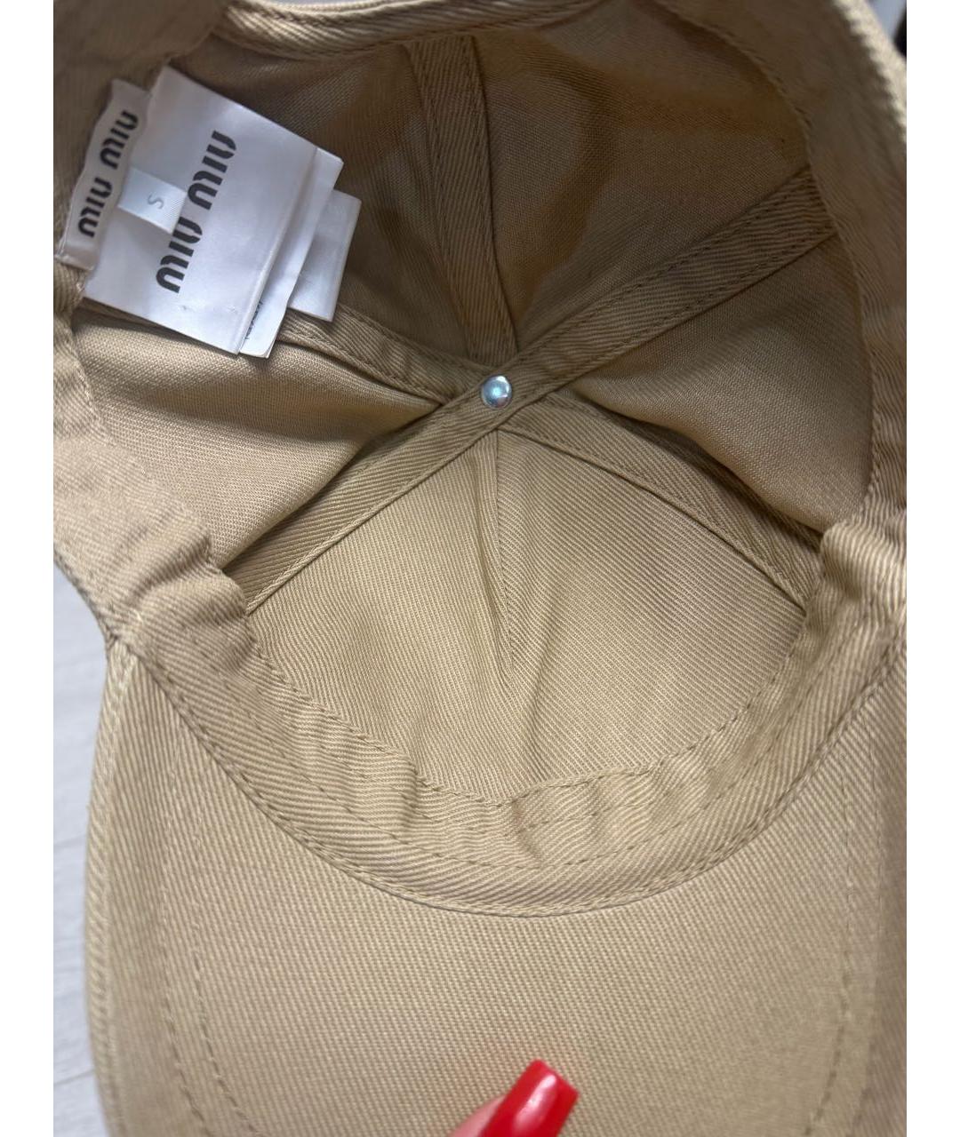 MIU MIU Бежевая хлопковая кепка, фото 7