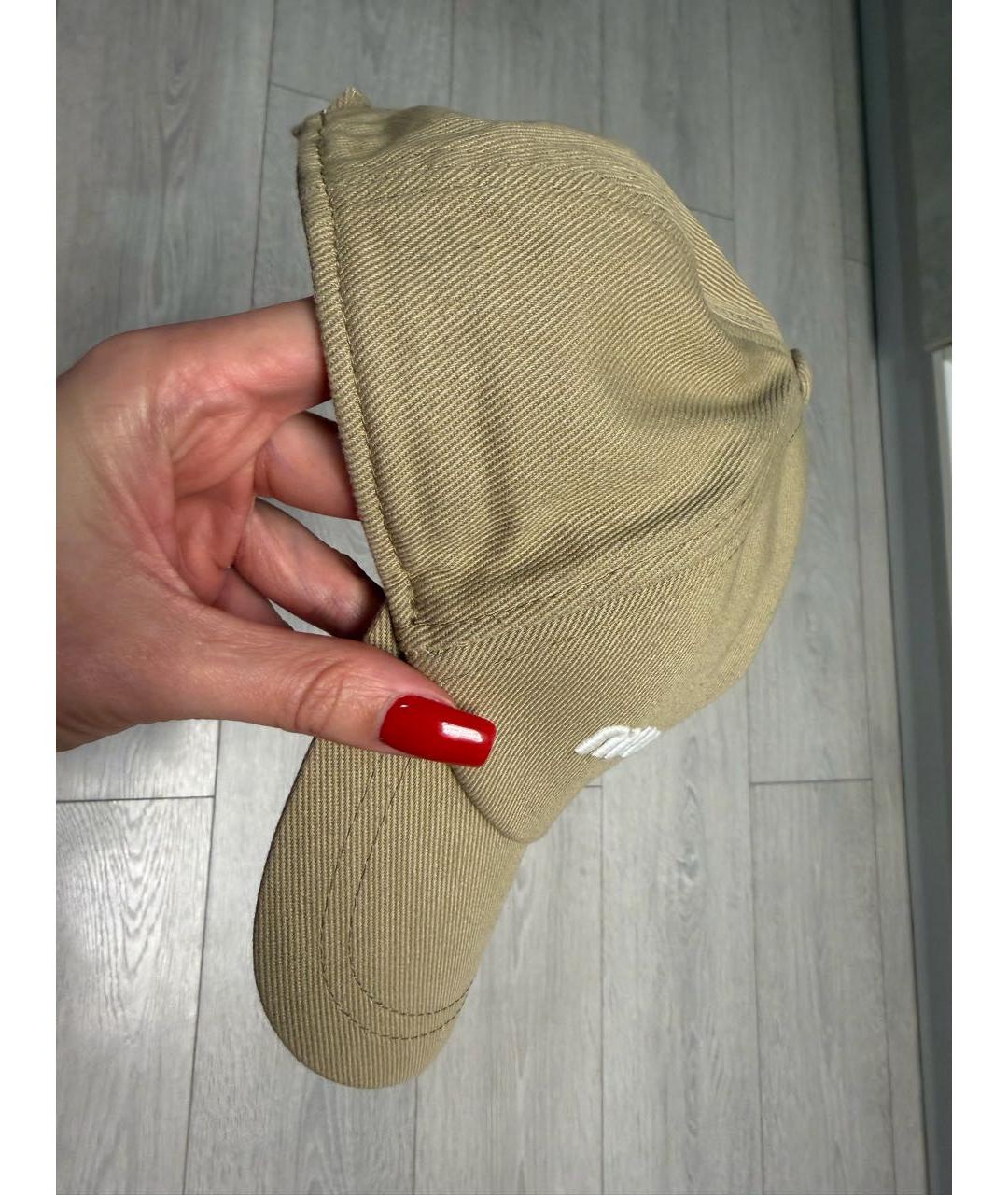 MIU MIU Бежевая хлопковая кепка, фото 4