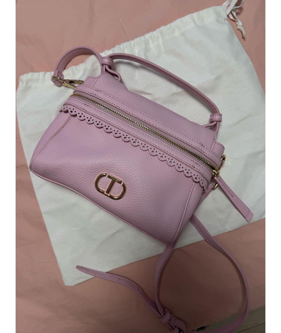 TWIN-SET Розовая сумка с короткими ручками из искусственной кожи, фото 3