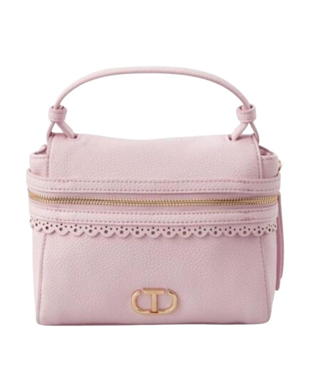 TWIN-SET Розовая сумка с короткими ручками из искусственной кожи, фото 1