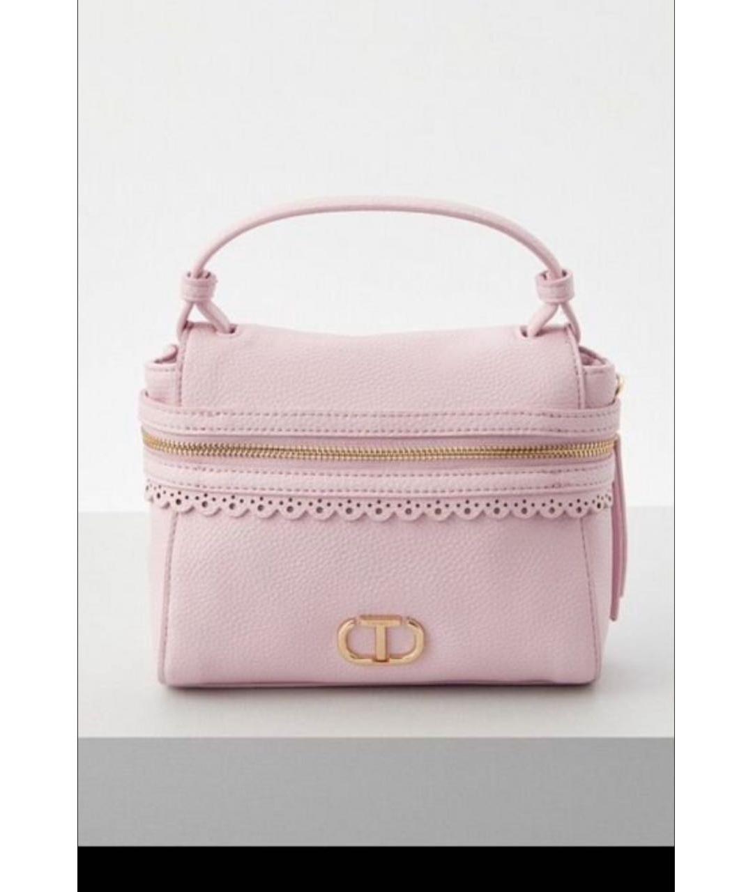 TWIN-SET Розовая сумка с короткими ручками из искусственной кожи, фото 5