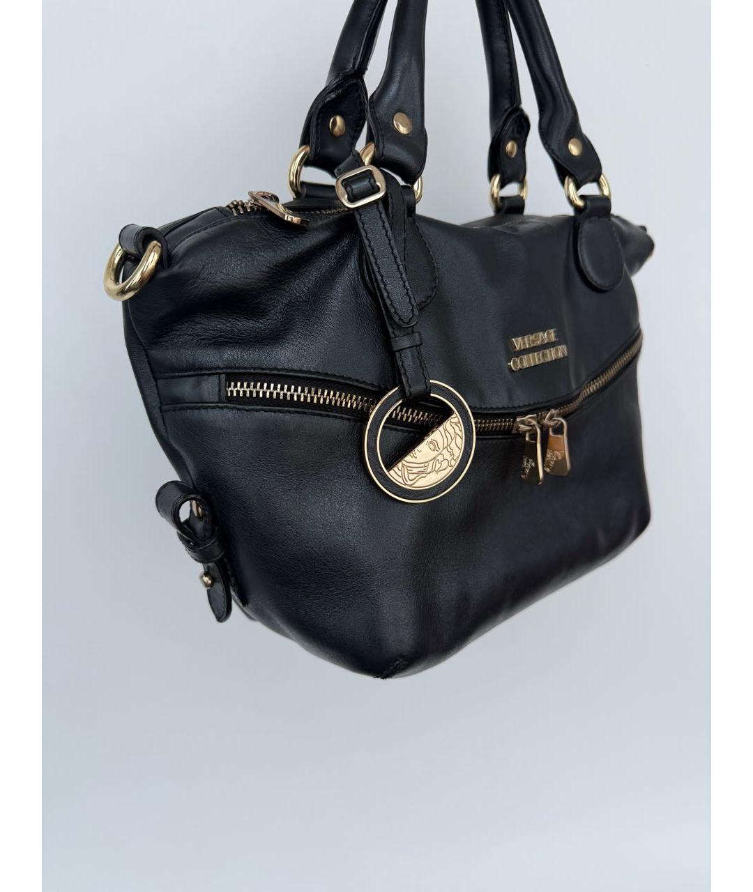 VERSACE COLLECTION Черная кожаная сумка тоут, фото 2