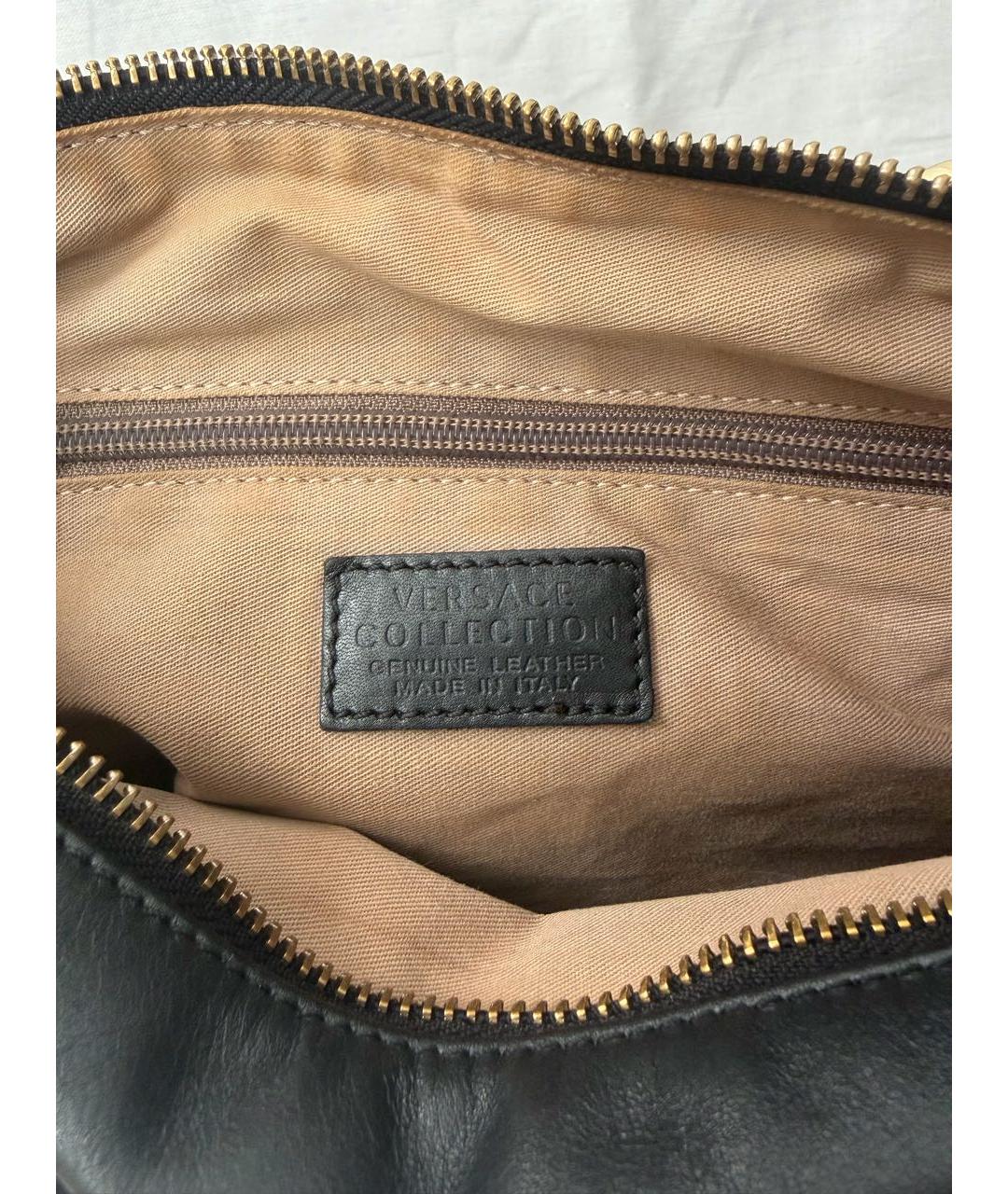 VERSACE COLLECTION Черная кожаная сумка тоут, фото 5