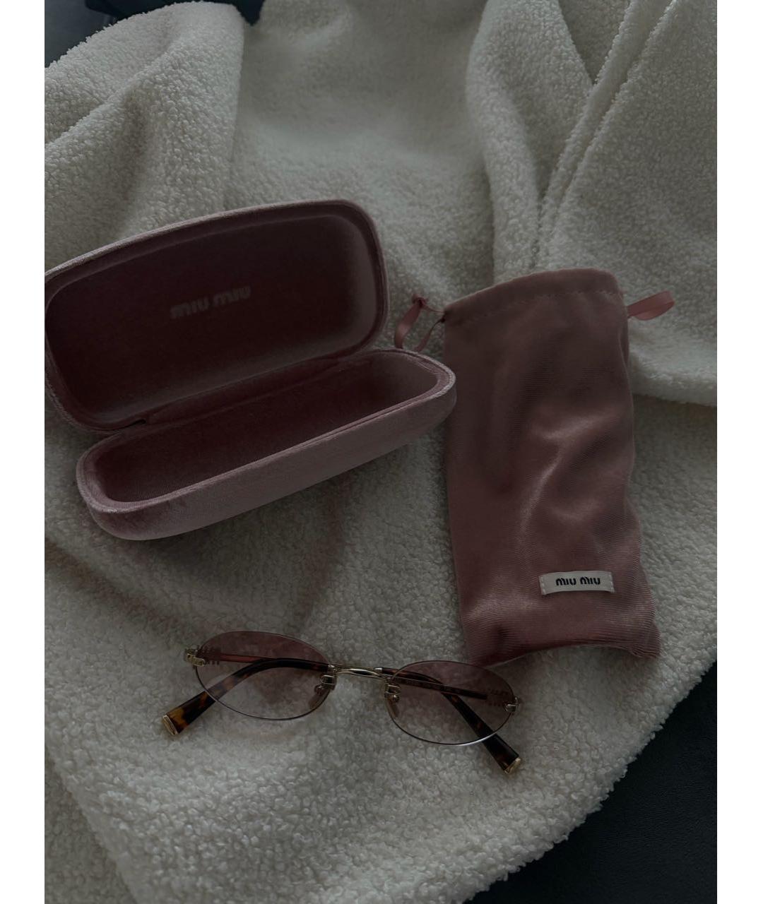 MIU MIU Золотые металлические солнцезащитные очки, фото 4