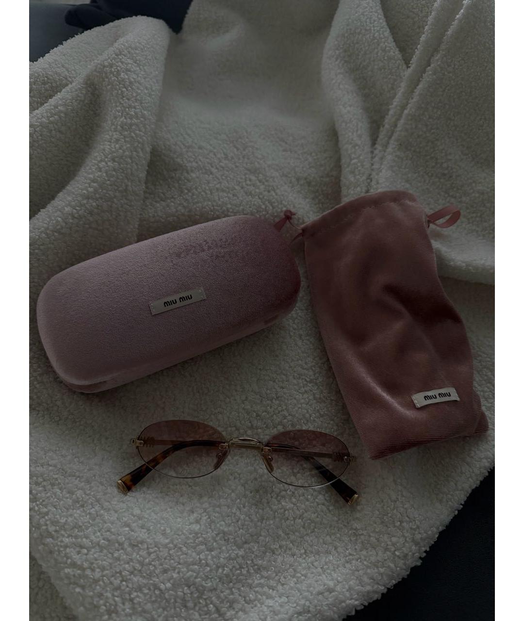 MIU MIU Золотые металлические солнцезащитные очки, фото 5