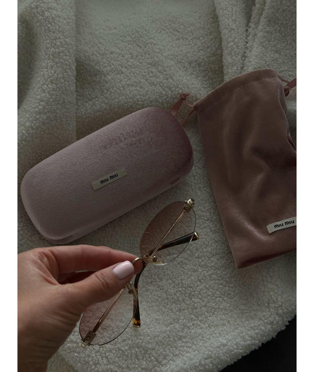 MIU MIU Золотые металлические солнцезащитные очки, фото 3