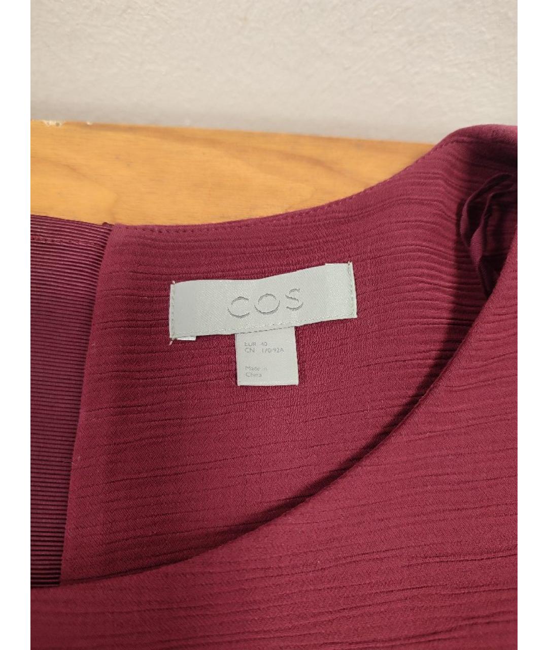 COS Бордовое полиэстеровое повседневное платье, фото 3