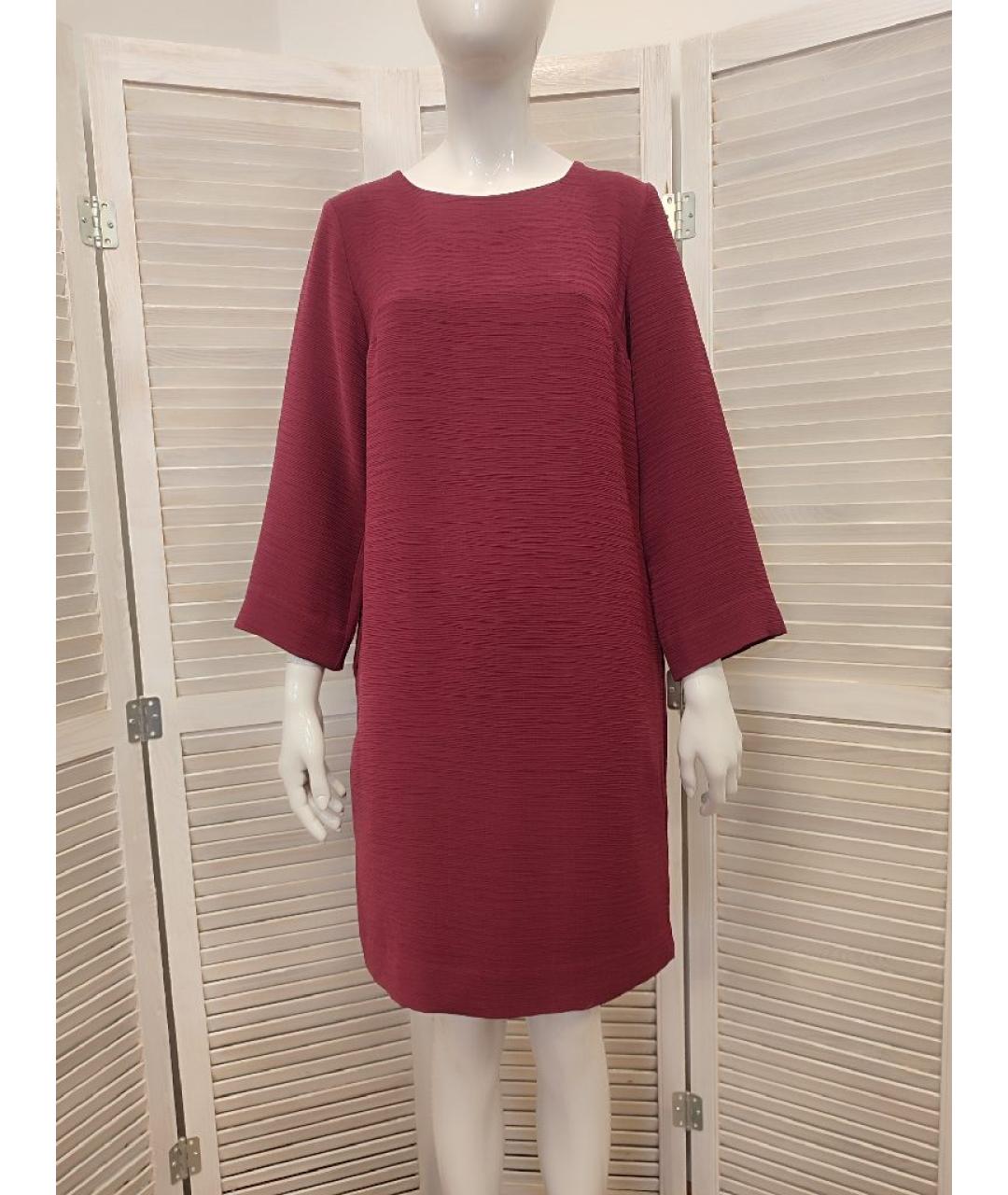 COS Бордовое полиэстеровое повседневное платье, фото 10
