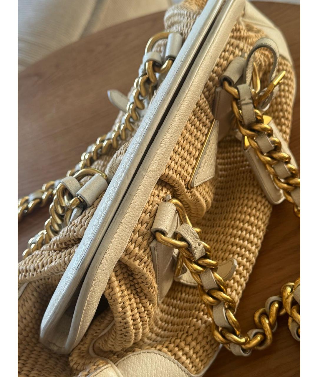 PRADA Бежевая пелетеная сумка через плечо, фото 5