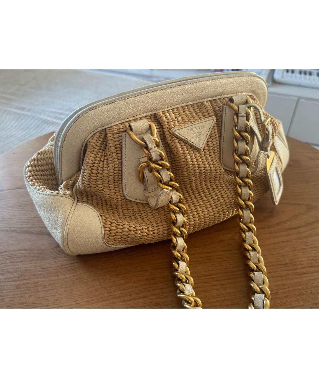 PRADA Бежевая пелетеная сумка через плечо, фото 2