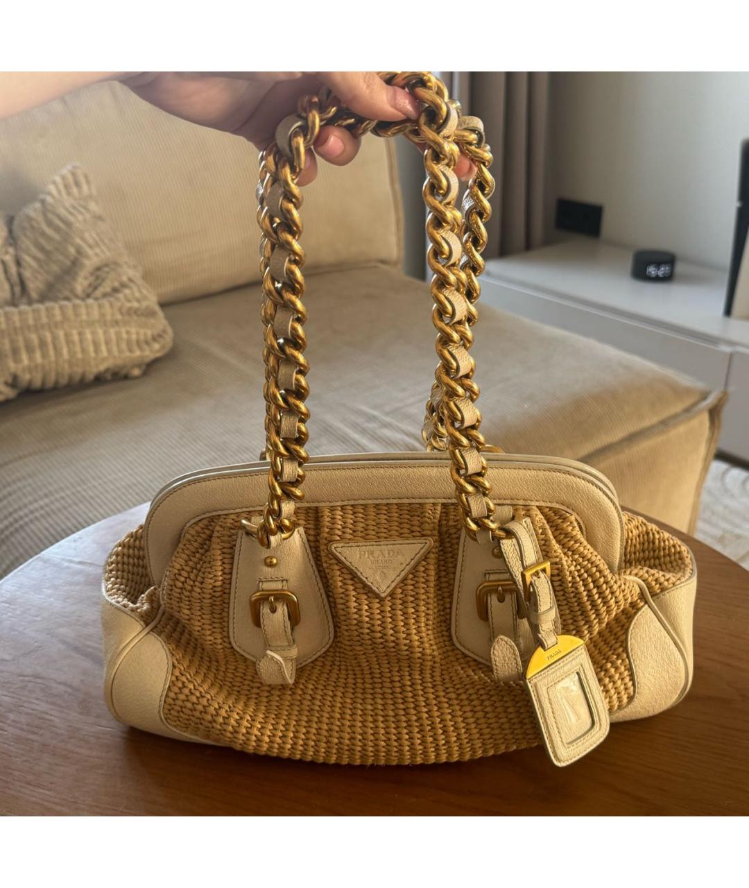 PRADA Бежевая пелетеная сумка через плечо, фото 8