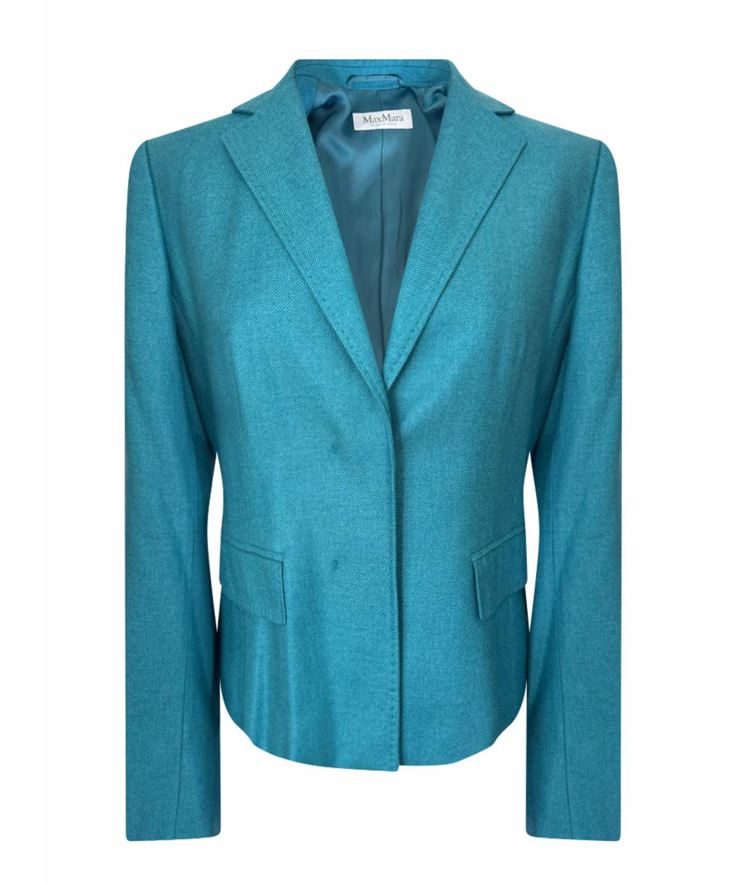 MAX MARA Бирюзовый кашемировый жакет/пиджак, фото 1