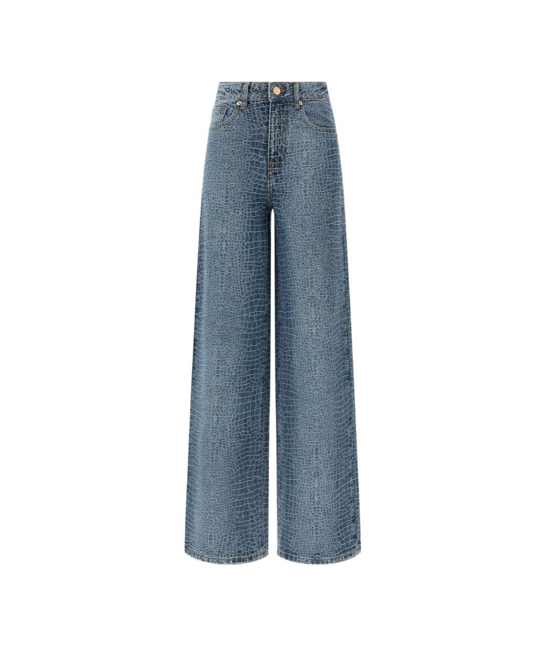 SELF-PORTRAIT Синие хлопко-полиэстеровые прямые джинсы, фото 5