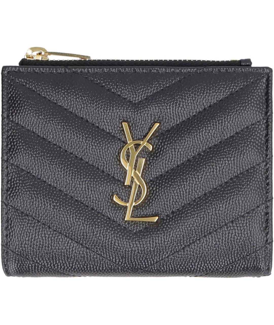 SAINT LAURENT Черный кожаный кошелек, фото 1