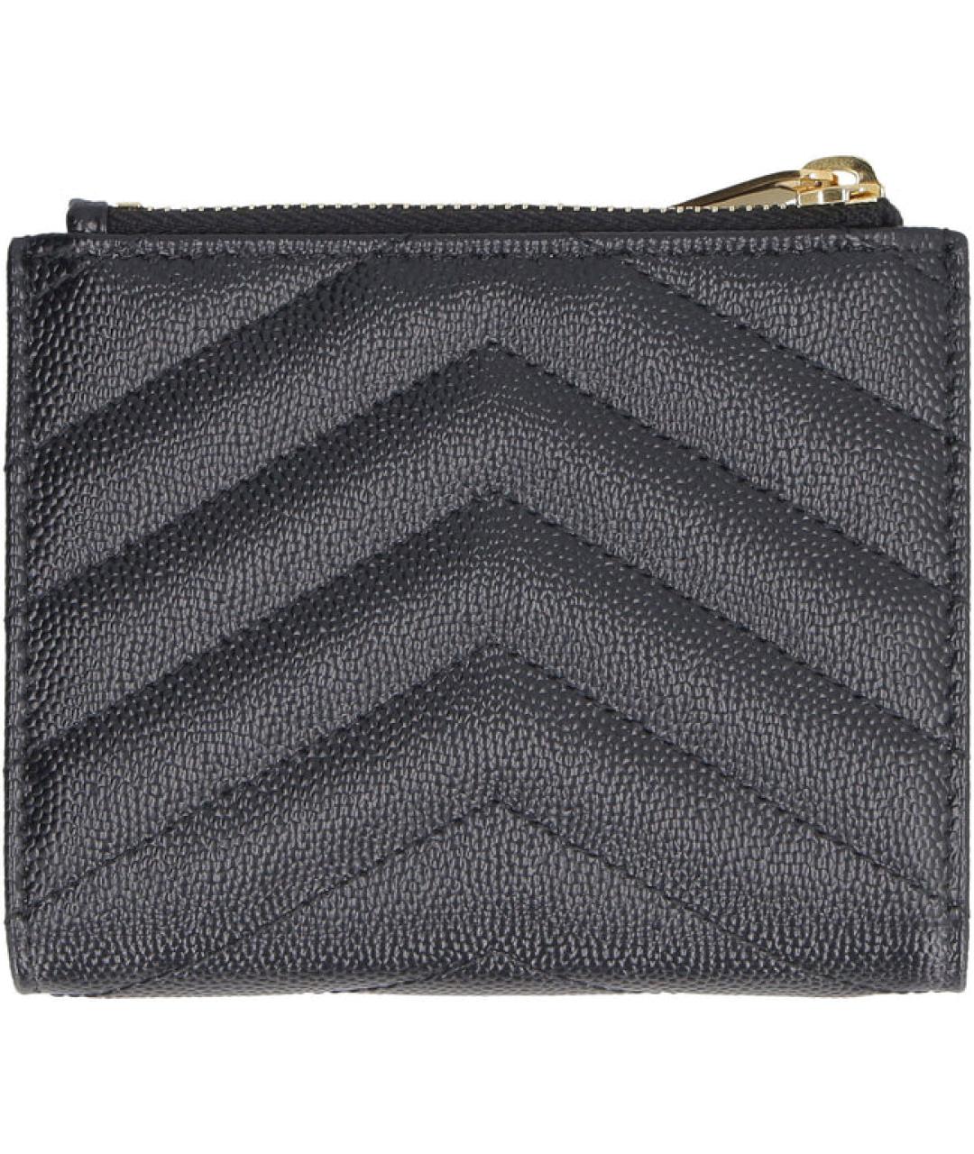 SAINT LAURENT Черный кожаный кошелек, фото 2