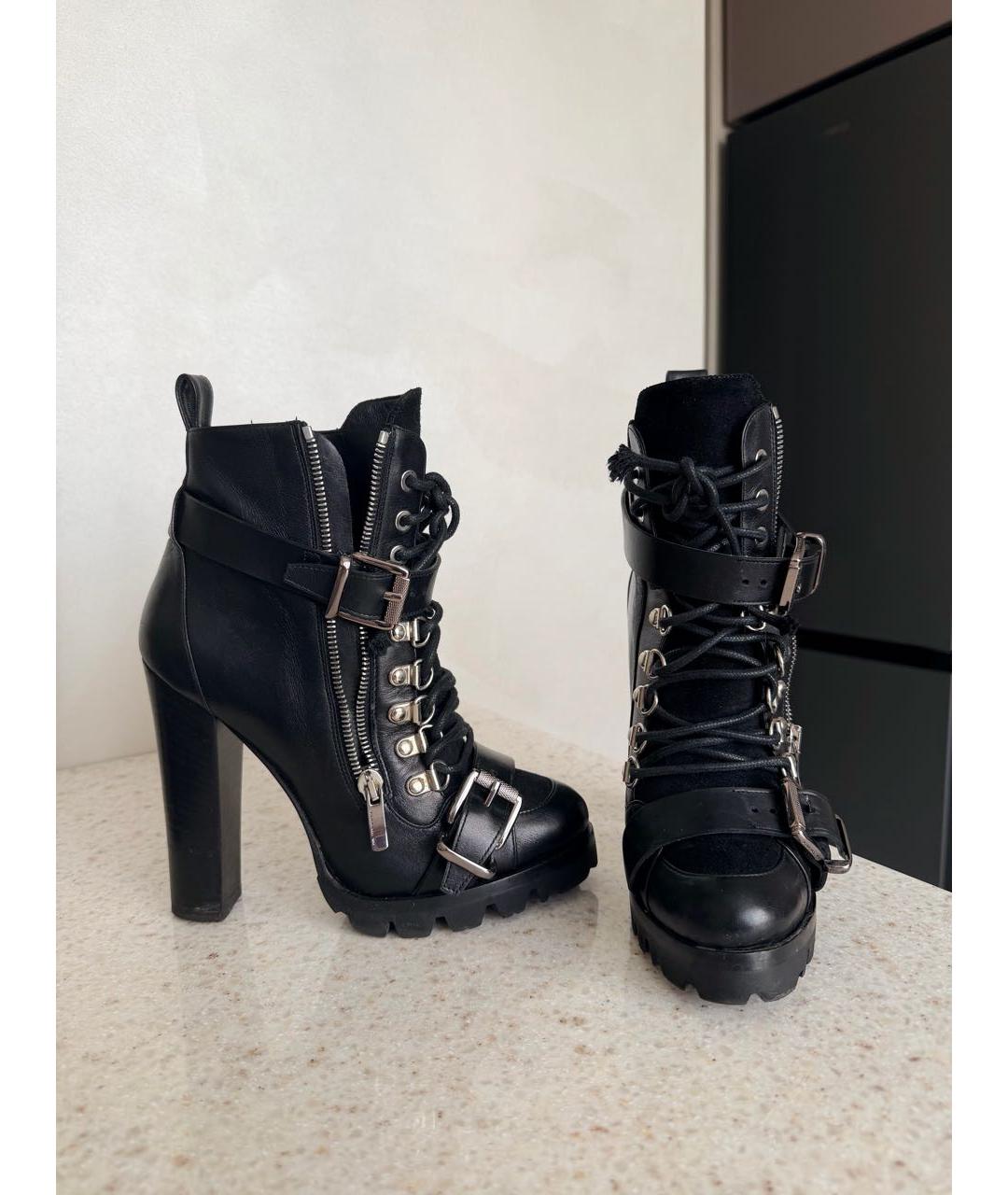 BARBARA BUI Черные кожаные полусапоги, фото 2