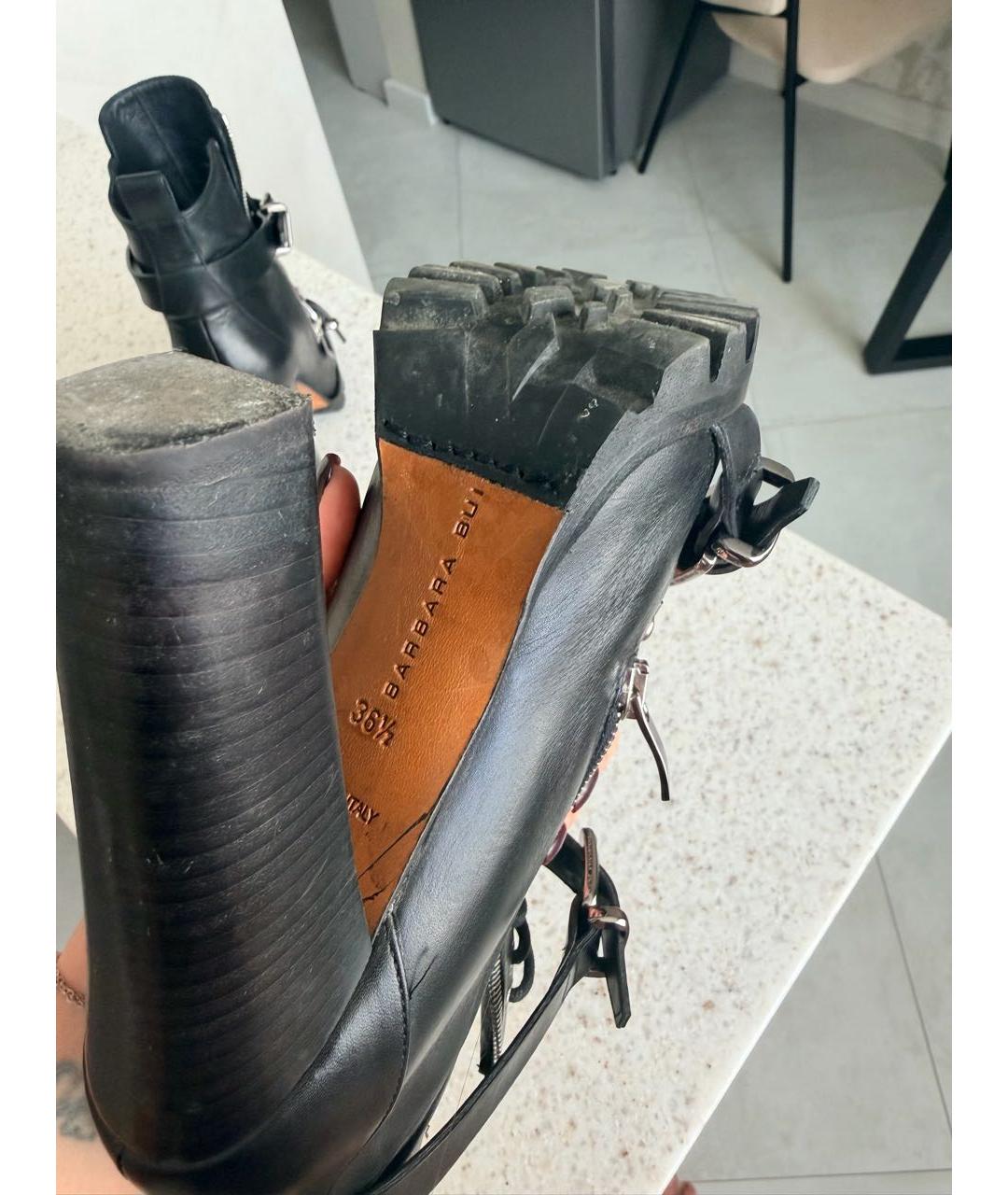 BARBARA BUI Черные кожаные полусапоги, фото 4
