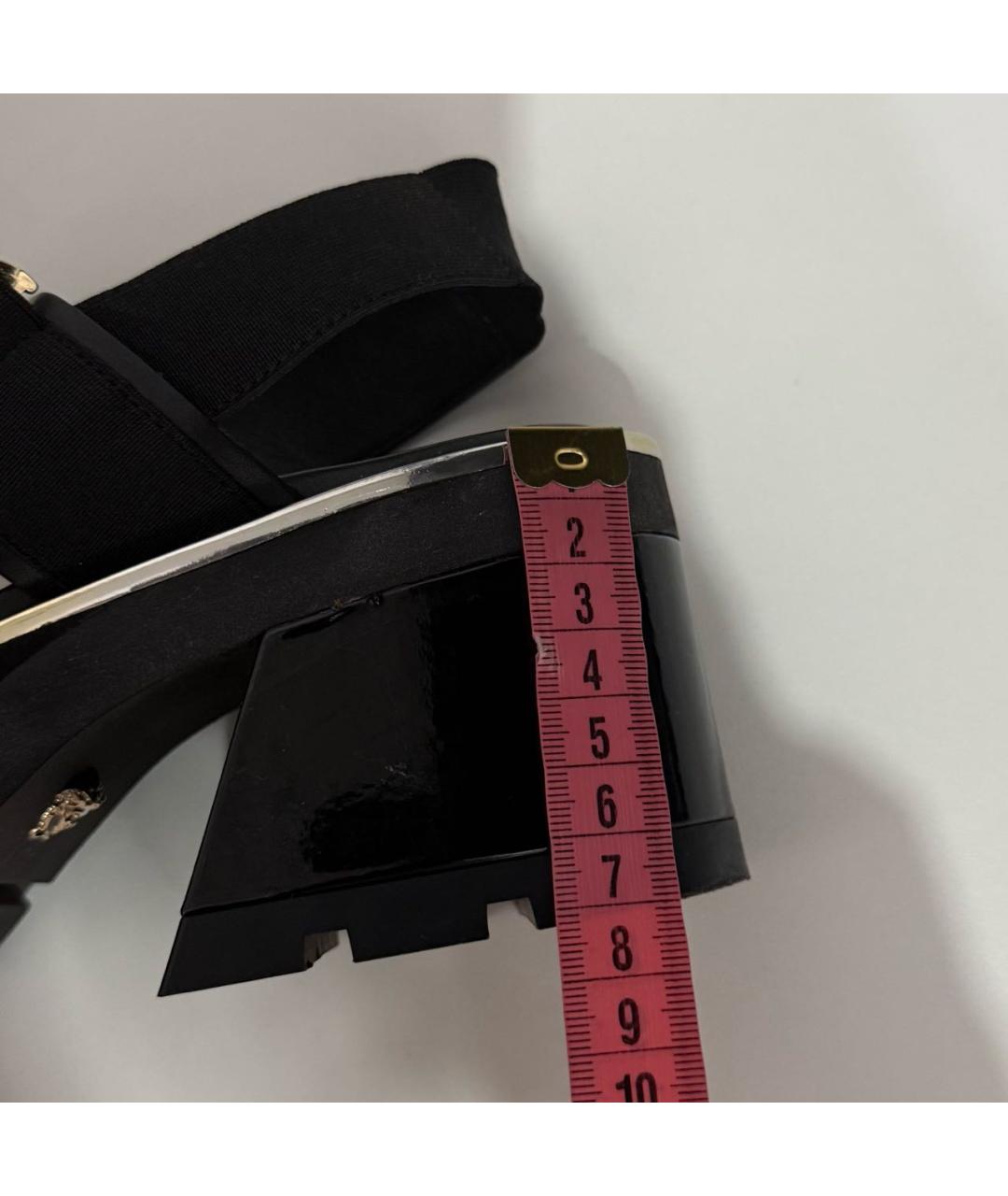 VERSACE Черные кожаные босоножки, фото 7