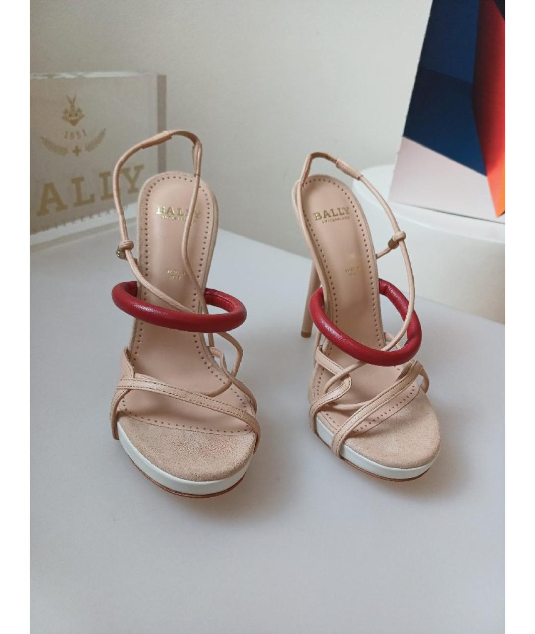 BALLY Бежевые кожаные босоножки, фото 5