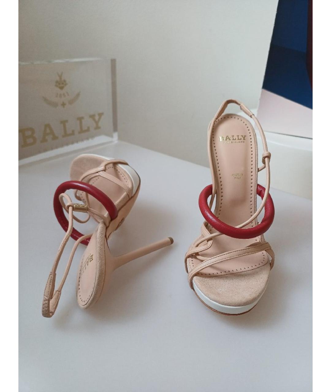 BALLY Бежевые кожаные босоножки, фото 6