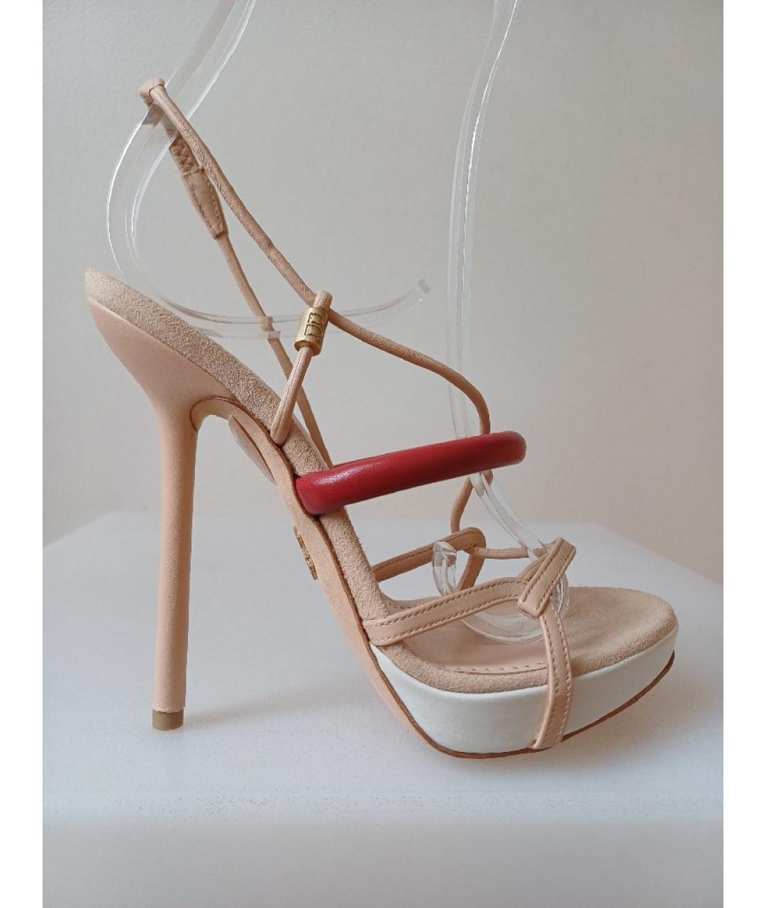 BALLY Бежевые кожаные босоножки, фото 10