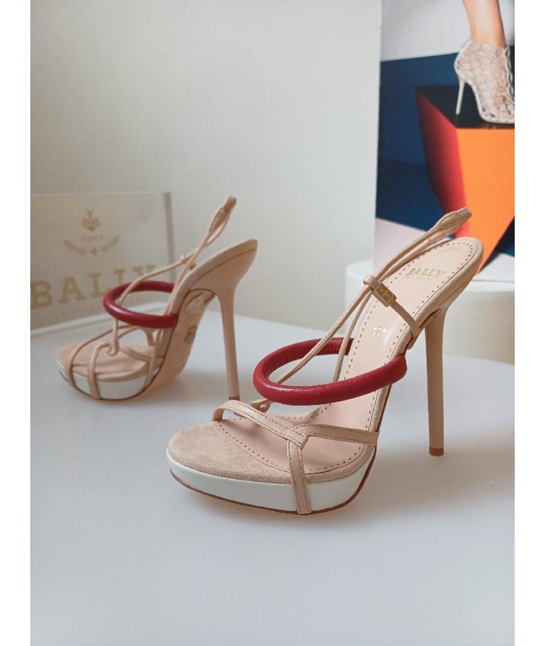 BALLY Бежевые кожаные босоножки, фото 3