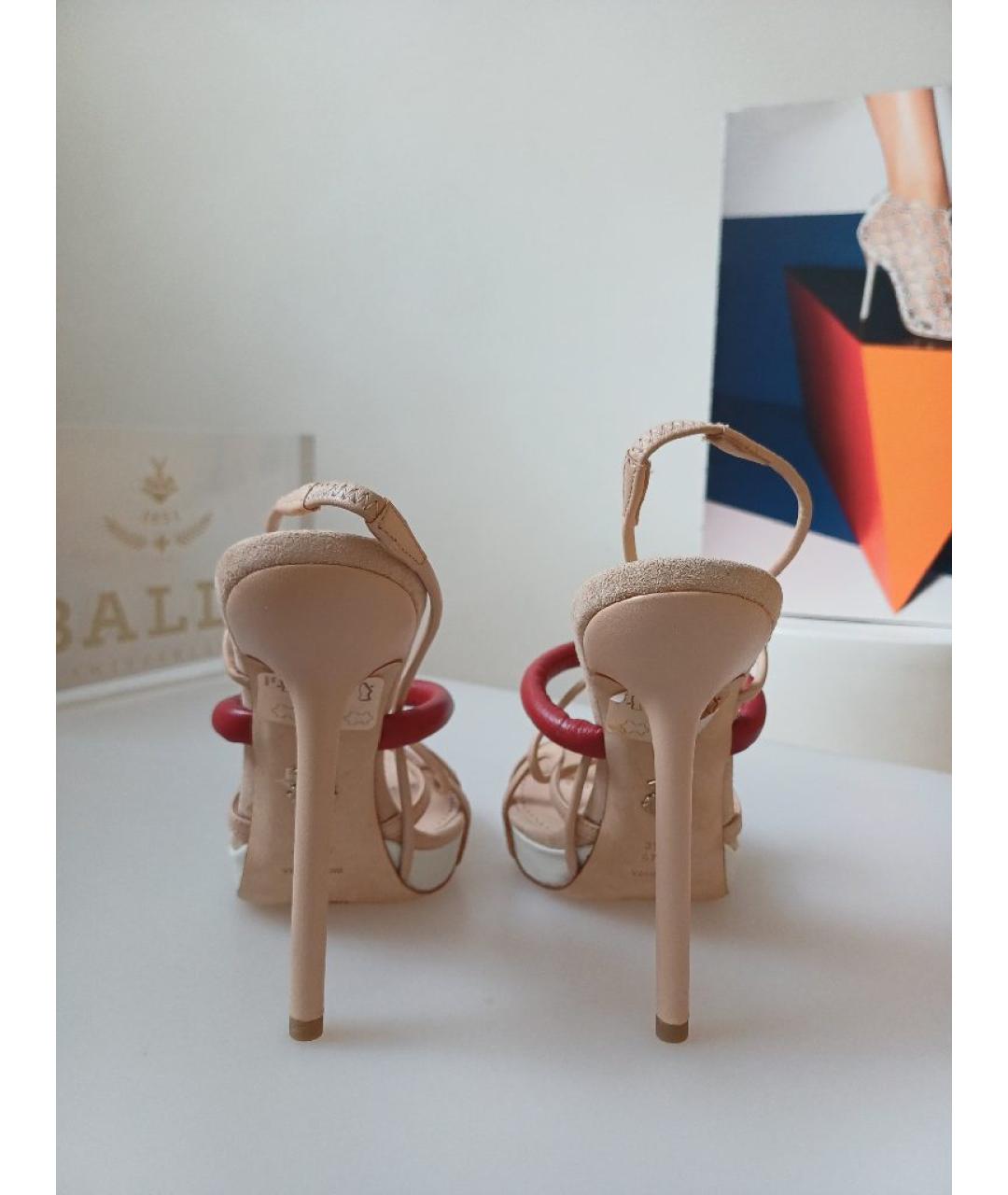 BALLY Бежевые кожаные босоножки, фото 8